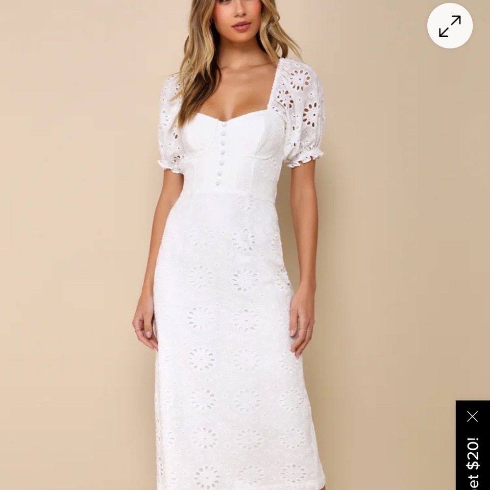 White Eyelet Midi Dress